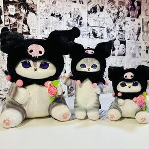 Mofusand x Sanrio Kuromi Bundle 3x Plushies Keychain Dolls Standing And Sitting